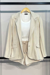 Conjunto Molecotton Blazer Ana Lia + Shorts Loli Areia