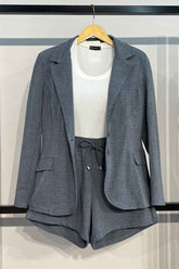 Conjunto Molecotton Blazer Ana Lia + Shorts Loli Grafite